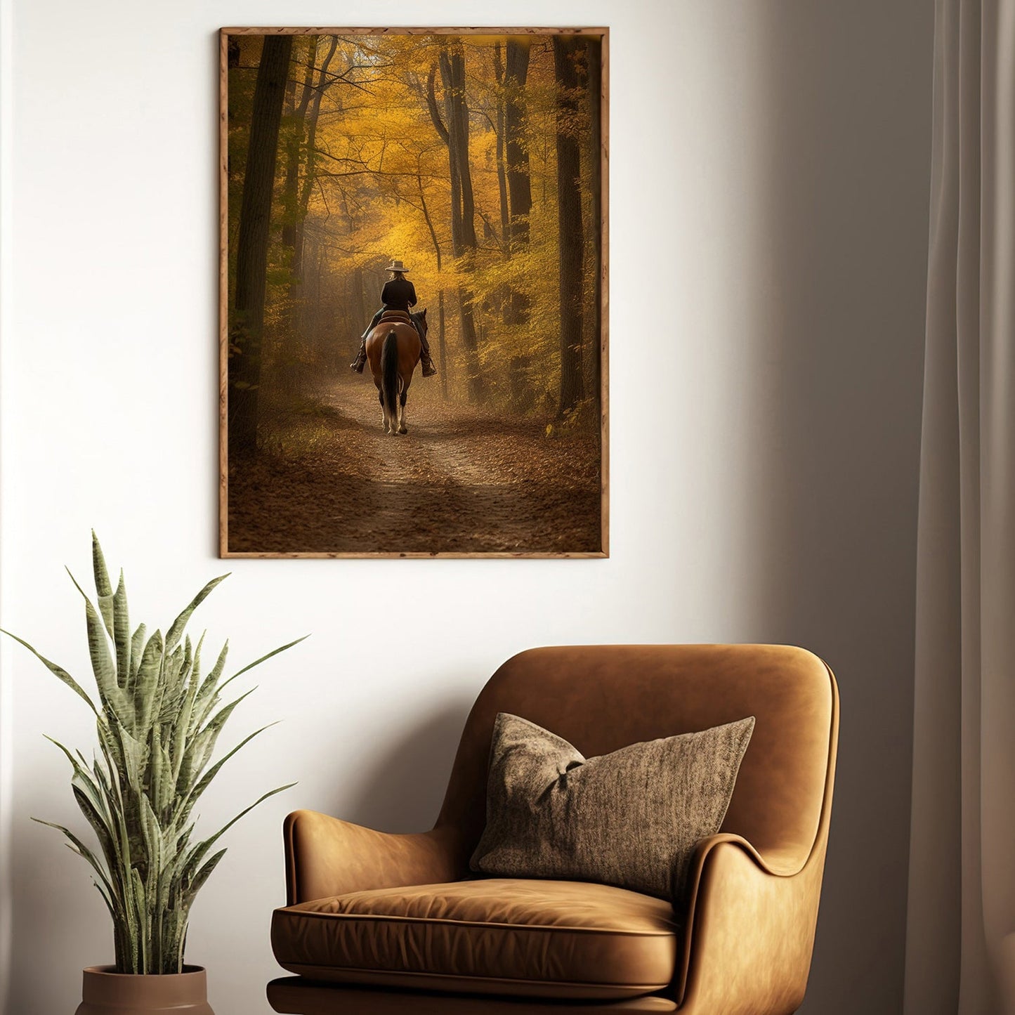 Golden Fall Trail Ride Countryside Thanksgiving Canvas Painting, Wall Art Decor - Thanksgiving Gift For Horse Riding Lovers