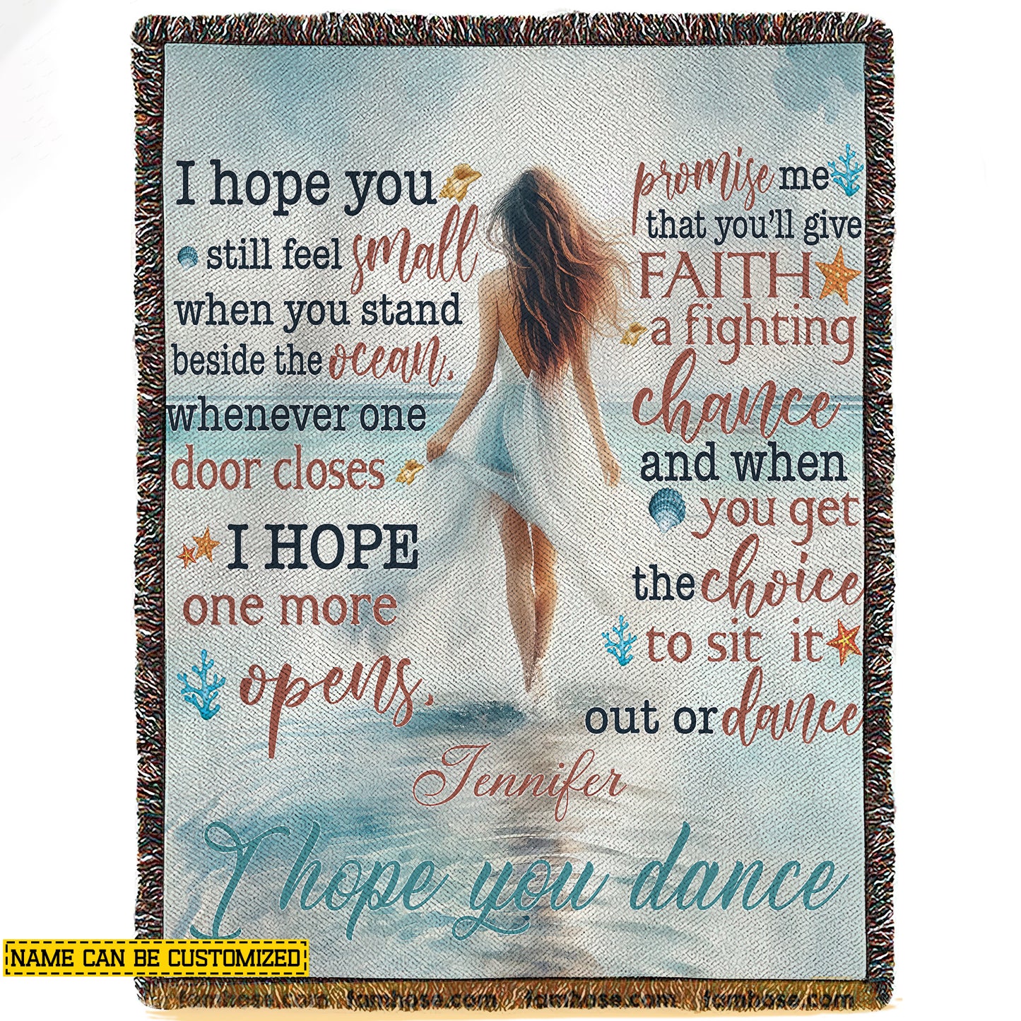 Personalized Ocean Dance Fleece Blanket, I Hope You Dance Woven Blanket, Sherpa Blanket Gift For Dance Lovers