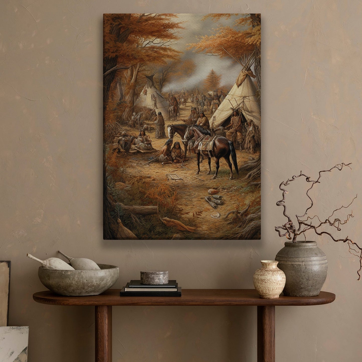 Farm Of Countryside Horse Lovers Peaceful Thanksgiving Canvas Painting, Wall Art Decor - Thanksgiving Poster Gift For Horse Lovers