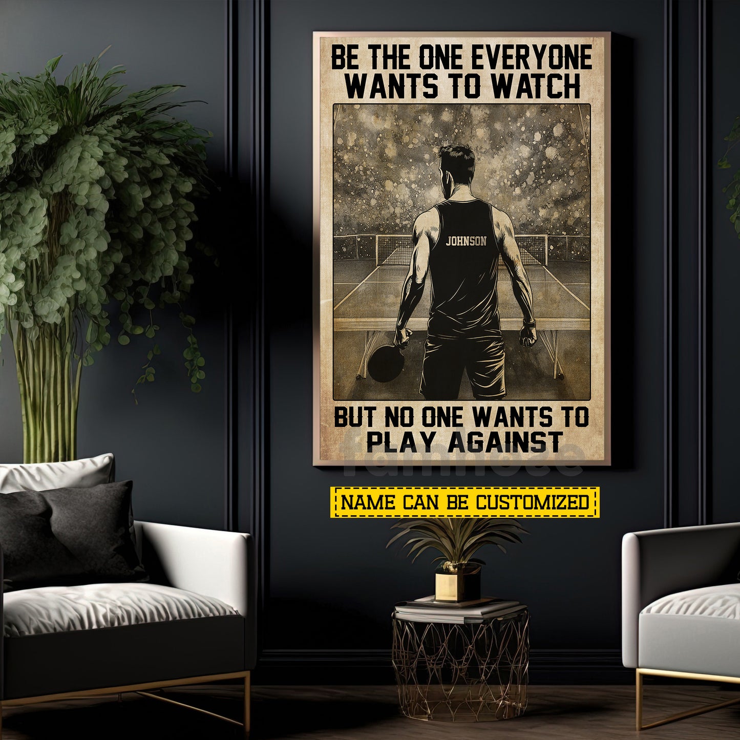 Motivational Personalized Ping Pong Man Canvas Painting, Be The One Everyone Wants To Watch, Inspirational Quotes Wall Art Decor, Poster Gift For Table Tennis Lover