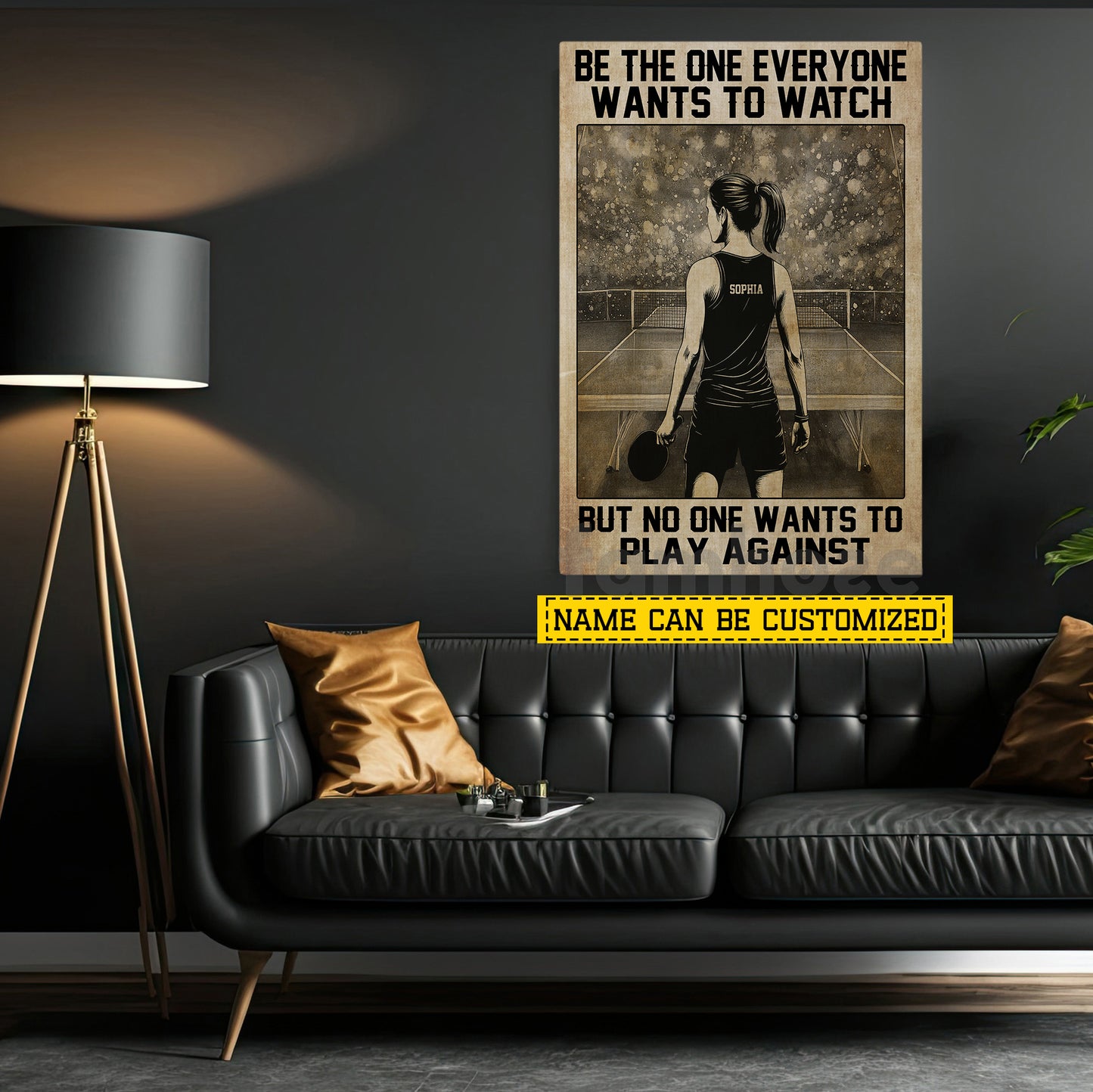 Motivational Personalized Ping Pong Woman Canvas Painting, Be The One Everyone Wants To Watch, Inspirational Quotes Wall Art Decor, Poster Gift For Table Tennis Lover