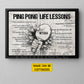 Motivational Personalized Ping Pong Canvas Painting, Ping Pong Life Lessons Sport Wall Art Decor, Poster Gift For Ping Pong Lovers