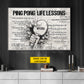 Motivational Personalized Ping Pong Canvas Painting, Ping Pong Life Lessons Sport Wall Art Decor, Poster Gift For Ping Pong Lovers