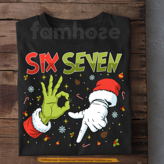 Funny Christmas 67 Meme T-shirt, Six Seven Hand Sign Tees Xmas Gift