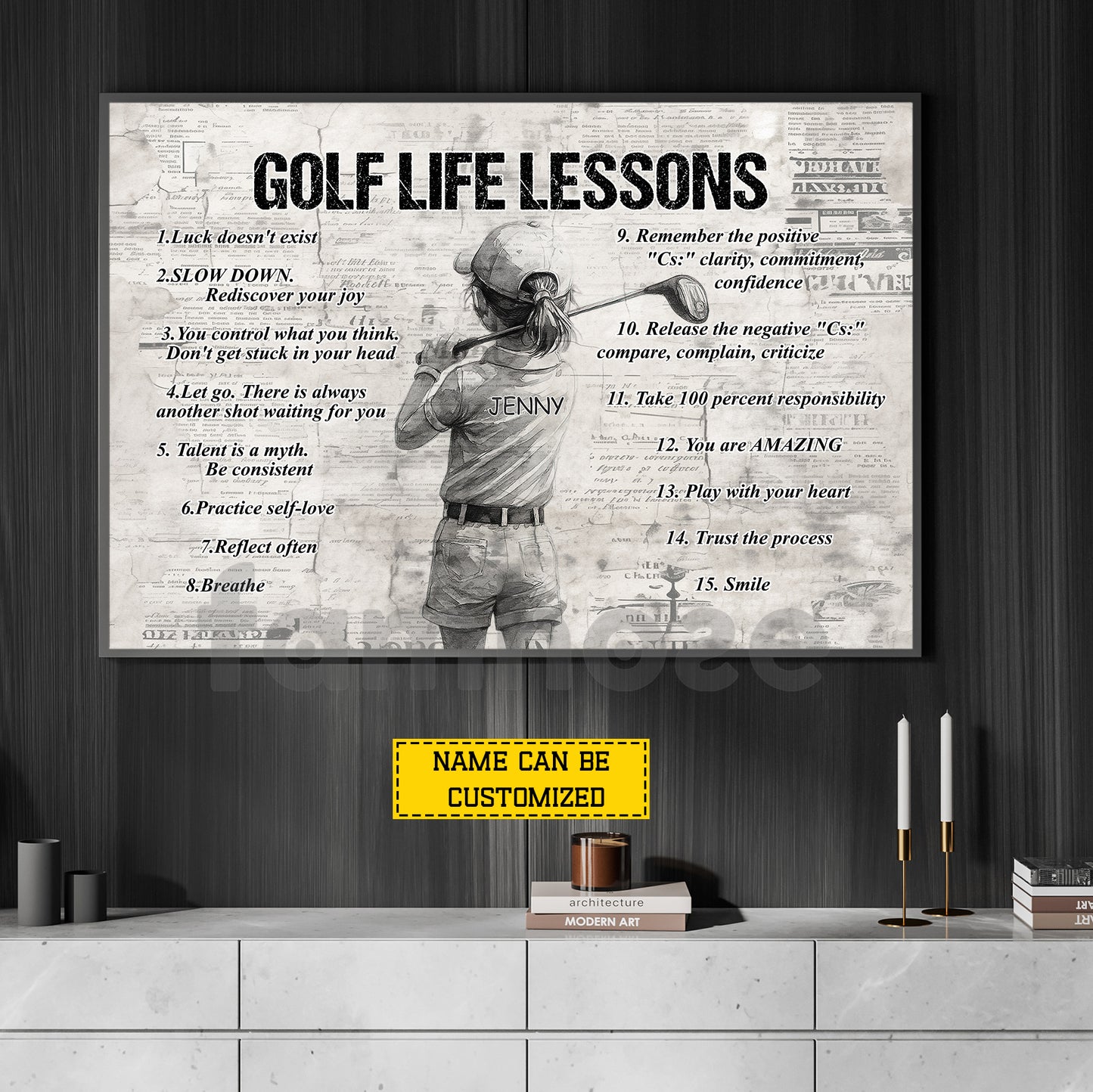Motivational Personalized Golf Girl Kid Canvas Painting, Golf Life Lessons Sports Wall Art Decor, Poster Gift For Golf Lovers