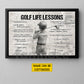 Motivational Personalized Golf Boy Kid Canvas Painting, Golf Life Lessons Sports Wall Art Decor, Poster Gift For Golf Lovers