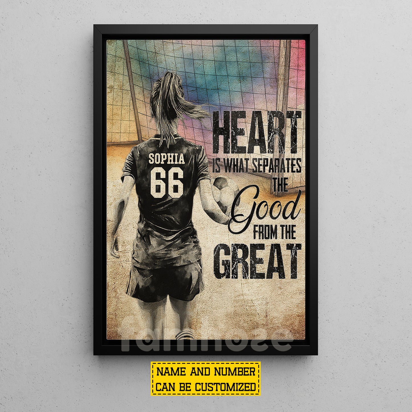 Personalized Soccer Woman Canvas Painting, Heart Is What Separates Sport Wall Art Decor, Poster Gift For Soccer Lover