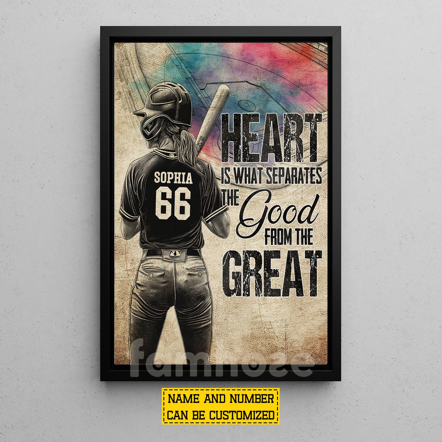 Personalized Softball Woman Canvas Painting, Heart Is What Separates Sport Wall Art Decor, Poster Gift For Softball Lover