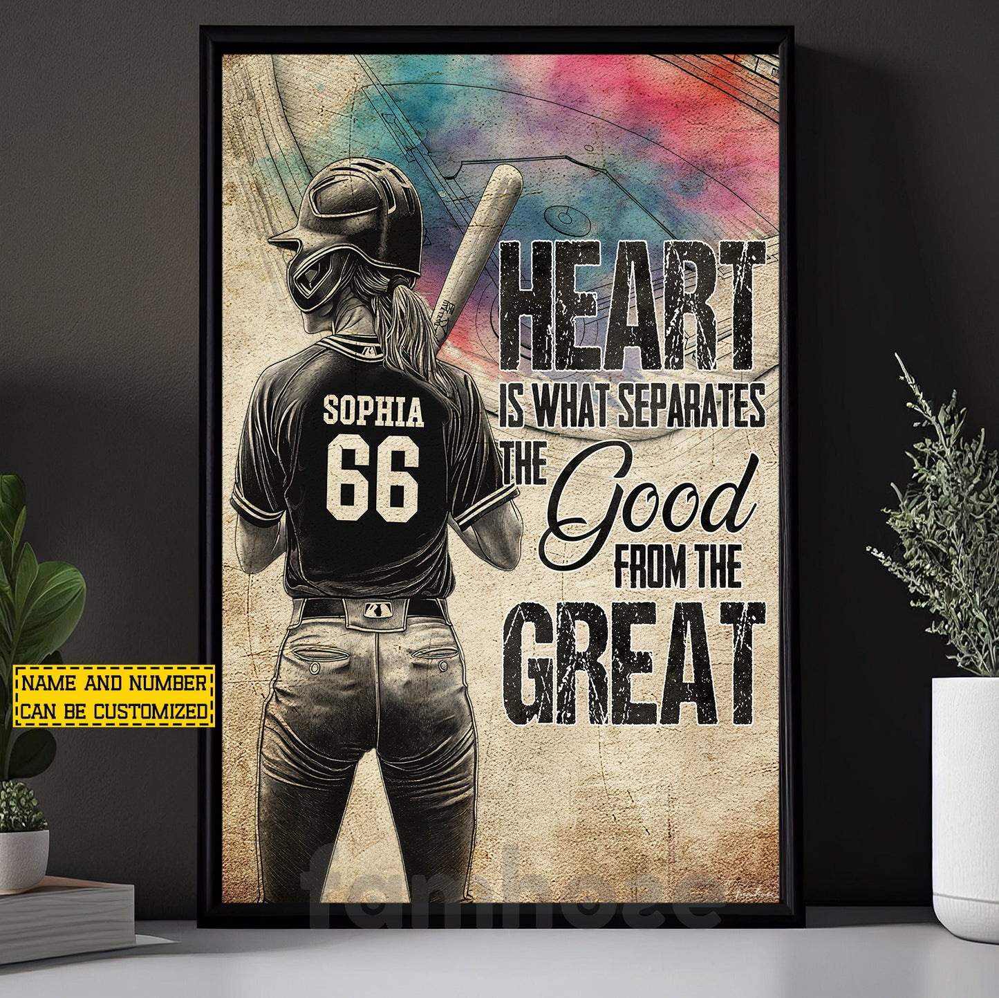 Personalized Softball Woman Canvas Painting, Heart Is What Separates Sport Wall Art Decor, Poster Gift For Softball Lover