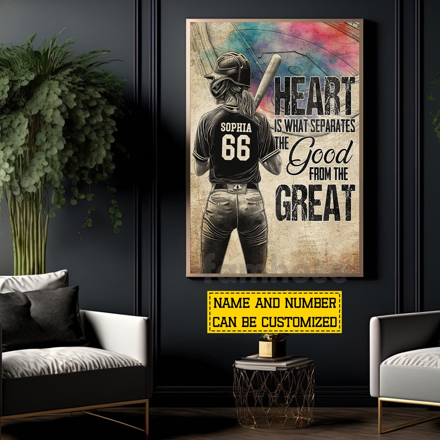 Personalized Softball Woman Canvas Painting, Heart Is What Separates Sport Wall Art Decor, Poster Gift For Softball Lover