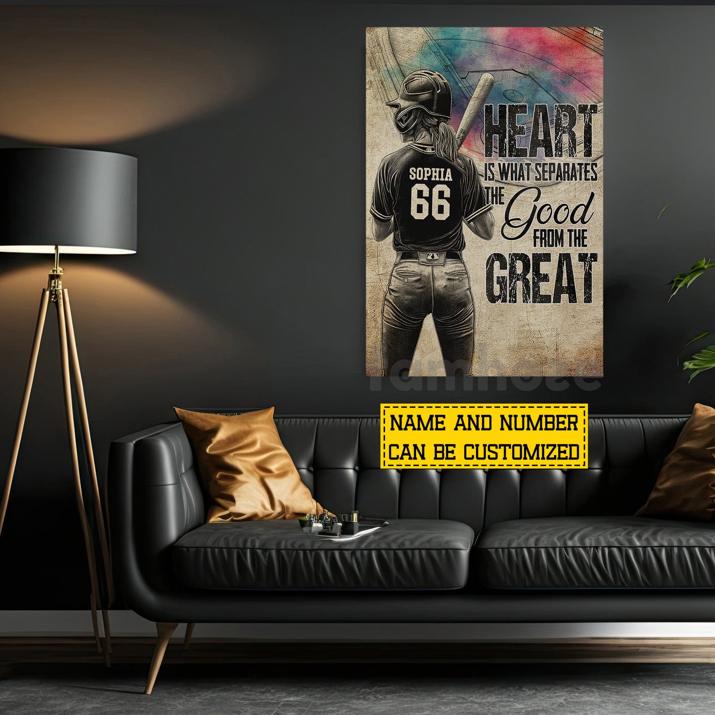Personalized Softball Woman Canvas Painting, Heart Is What Separates Sport Wall Art Decor, Poster Gift For Softball Lover
