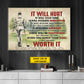Motivational Personalized Golf Man Canvas Painting, It Will Hurt Worth It Sport Wall Art Decor, Poster Gift For Golf Lover