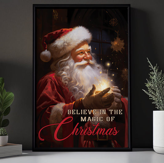 Believe In The Magic Of Christmas, Santa Claus Christmas Canvas Painting, Xmas Wall Art Decor - Santa's Poster Gift