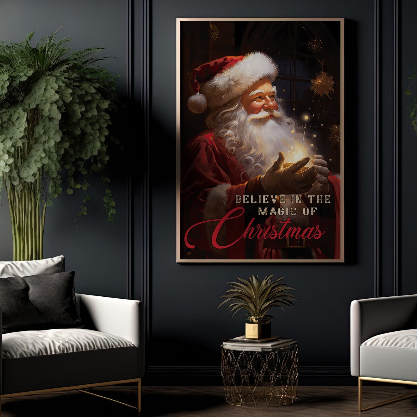 Believe In The Magic Of Christmas, Santa Claus Christmas Canvas Painting, Xmas Wall Art Decor - Santa's Poster Gift