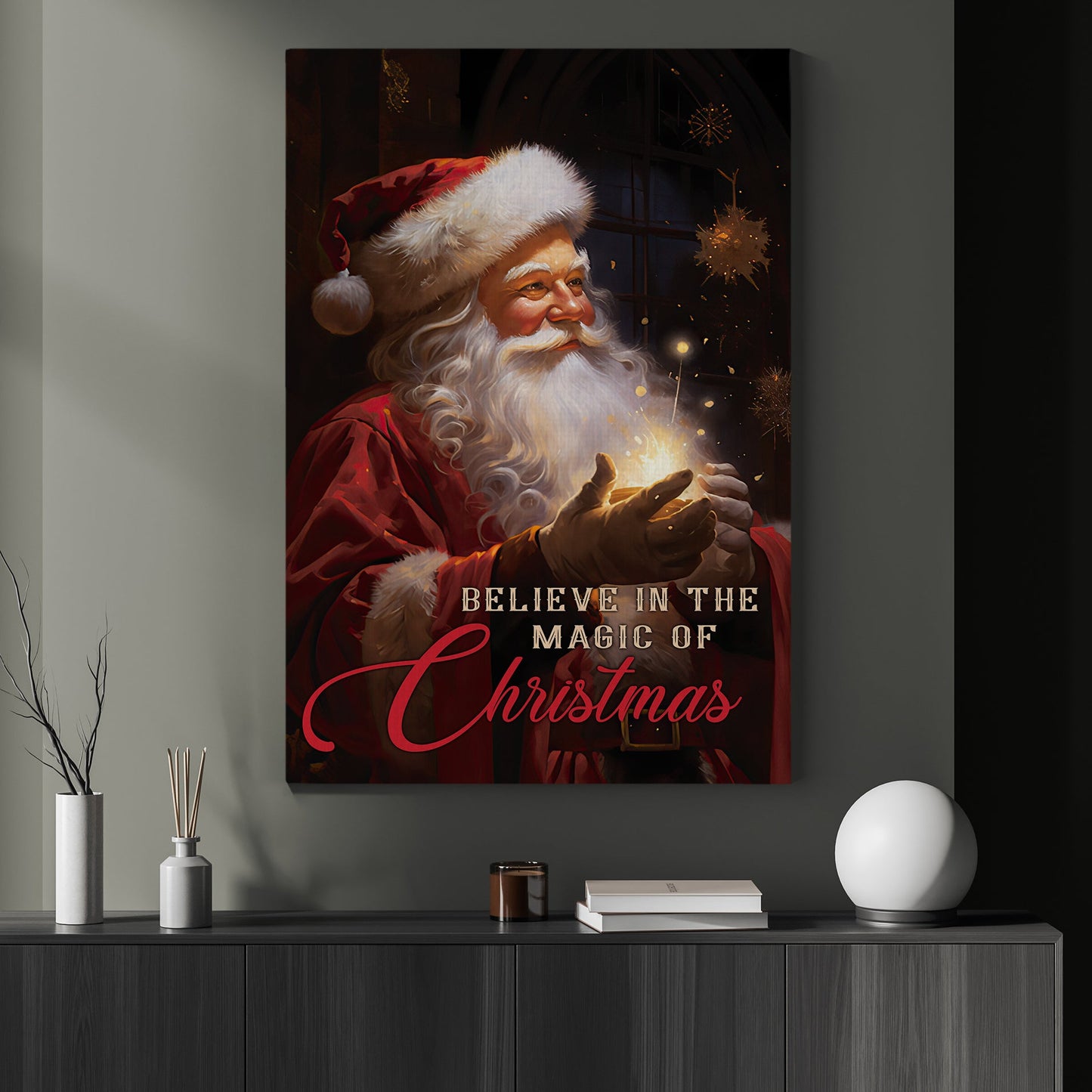 Believe In The Magic Of Christmas, Santa Claus Christmas Canvas Painting, Xmas Wall Art Decor - Santa's Poster Gift