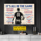 Motivational Personalized Soccer Man Canvas Painting, It's All In The Game Sport Wall Art Decor, Poster Gift For Soccer Lover