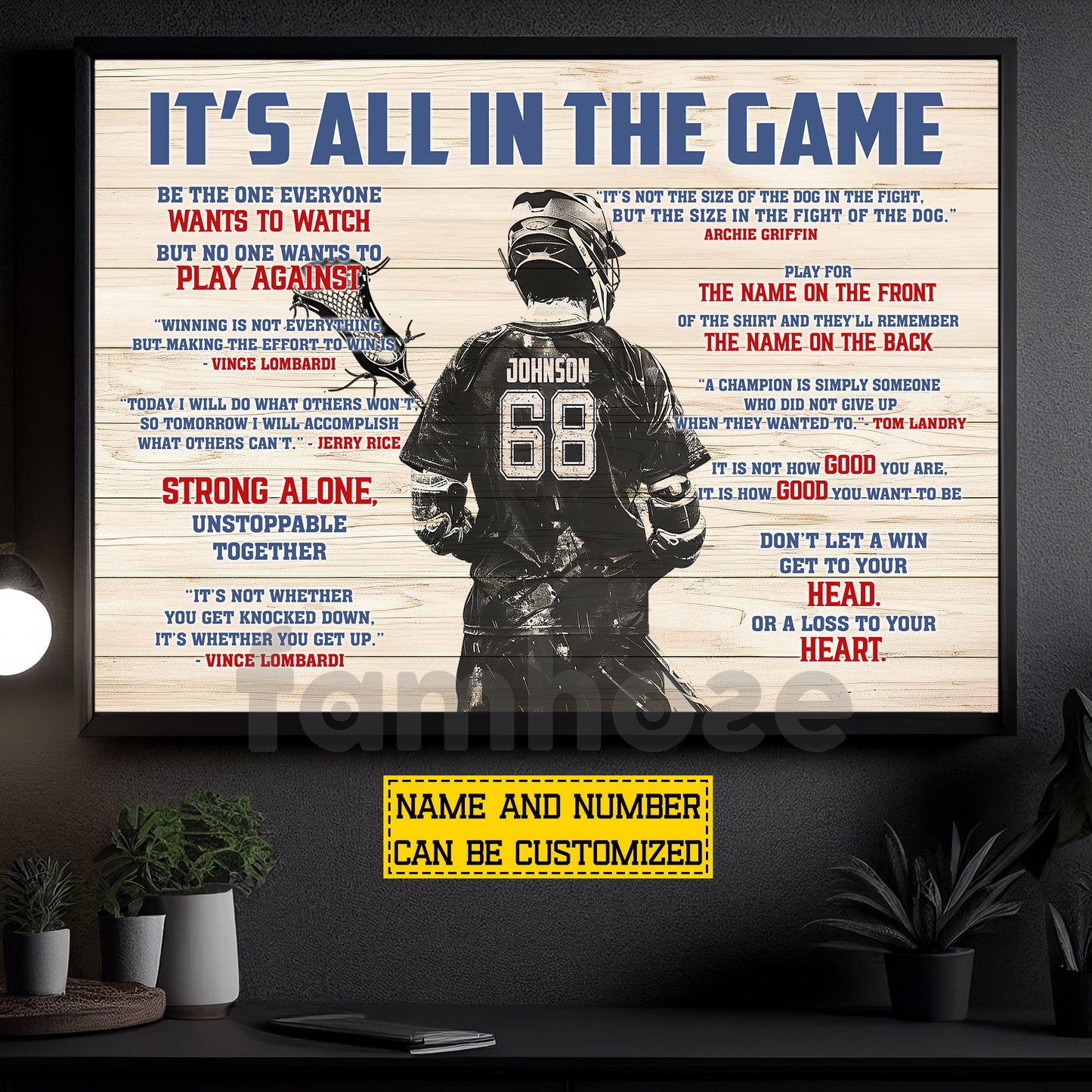 Motivational Personalized Lacrosse Man Canvas Painting, It's All In The Game Sport Wall Art Decor, Poster Gift For Lacrosse Lover