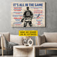 Motivational Personalized Hockey Man Canvas Painting, It's All In The Game Sport Wall Art Decor, Poster Gift For Hockey Lover