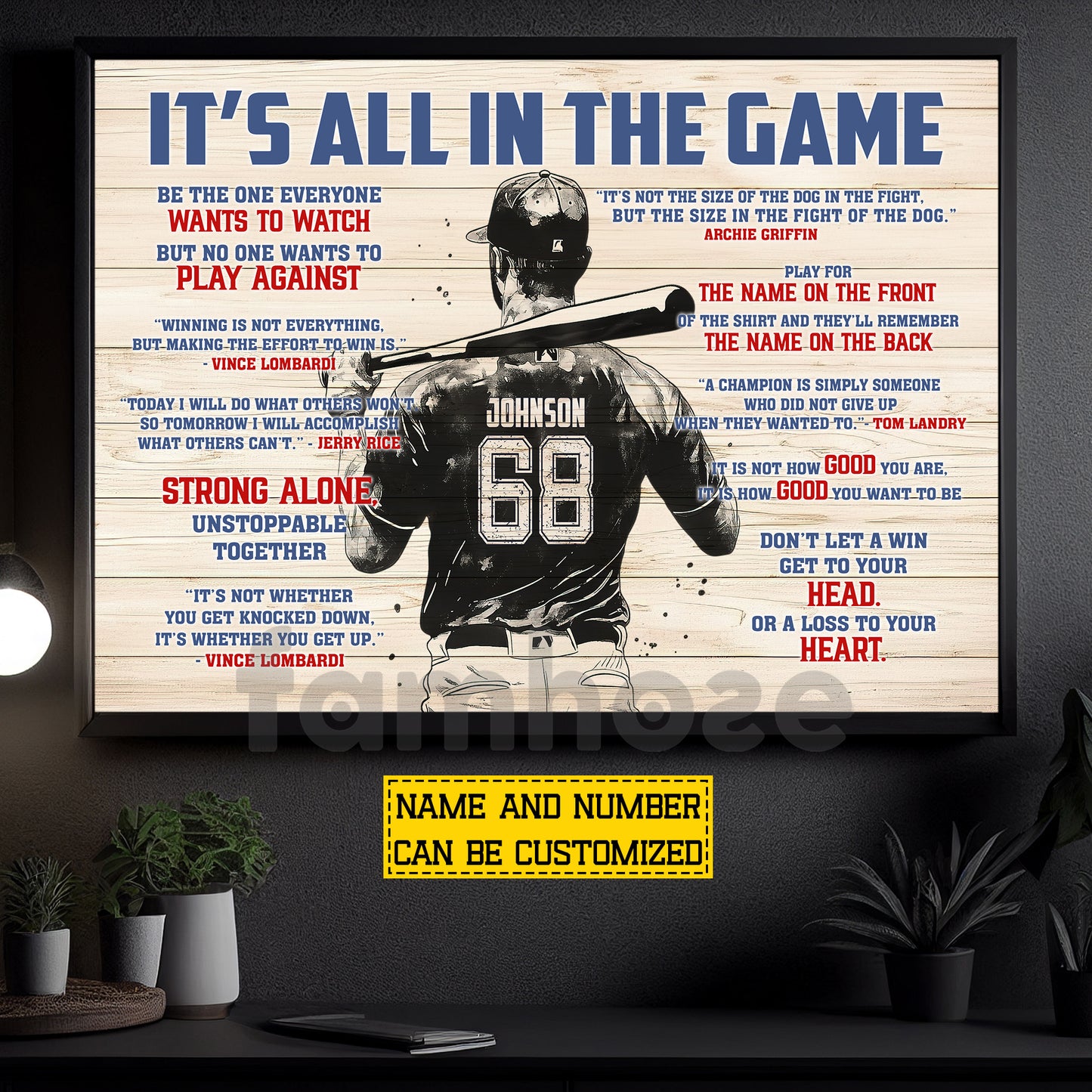 Motivational Personalized Baseball Man Canvas Painting, It's All In The Game Sport Wall Art Decor, Poster Gift For Baseball Lover