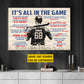 Motivational Personalized Baseball Man Canvas Painting, It's All In The Game Sport Wall Art Decor, Poster Gift For Baseball Lover