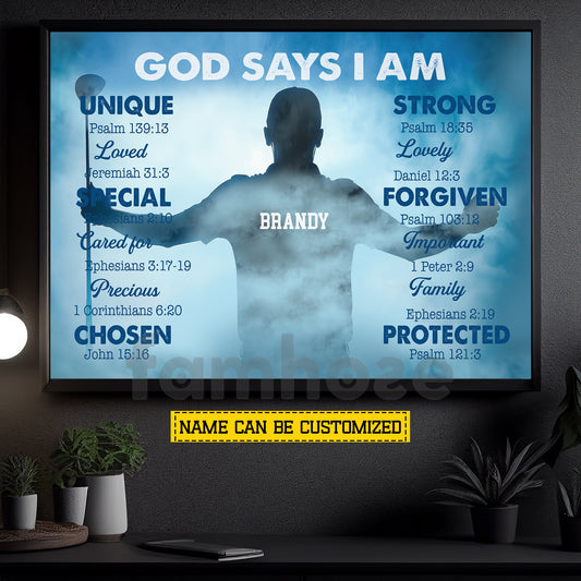 Personalized Golf Man God Canvas Painting, God Says I Am Wall Art Decor, Poster Gift For Golf Lover