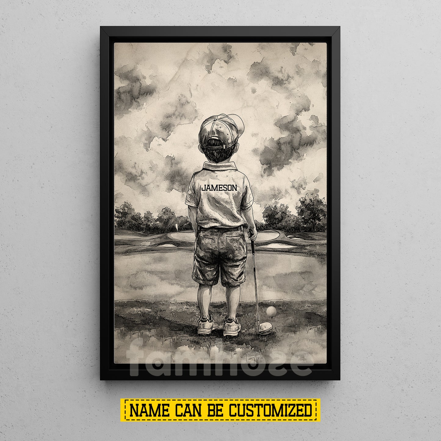 Personalized Golf Boy Kid Canvas Painting, Little Golfer, Big Dreams Sport Wall Art Decor, Poster Gift For Golf Lover