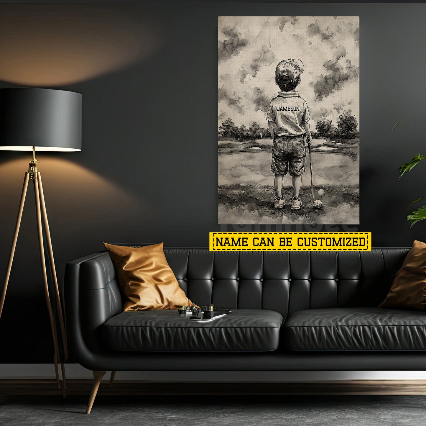 Personalized Golf Boy Kid Canvas Painting, Little Golfer, Big Dreams Sport Wall Art Decor, Poster Gift For Golf Lover