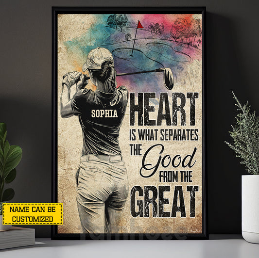 Personalized Golf Woman Canvas Painting, Heart Is What Separates The Good Sport Wall Art Decor, Poster Gift For Golf Lover