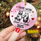 Funny Personalized Racoon Couple Ornament, You're Weird I'll Keep You Circle Ceramic Ornament Gift For Couple