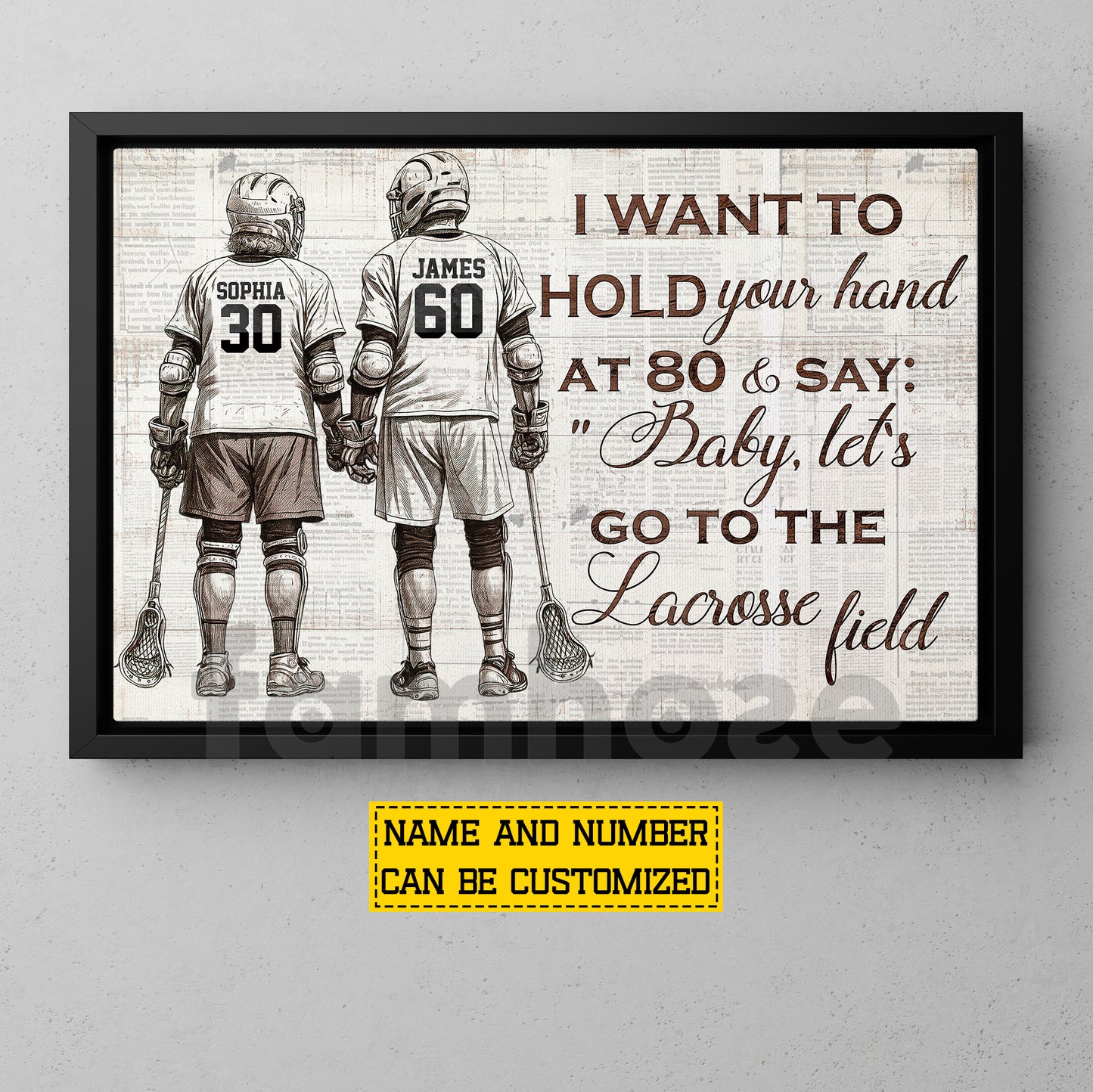 Personalized Couple Lacrosse Canvas Painting, Baby Let's Go To The Lacrosse Field Wall Art Decor, Poster Gift For Lacrosse Lover