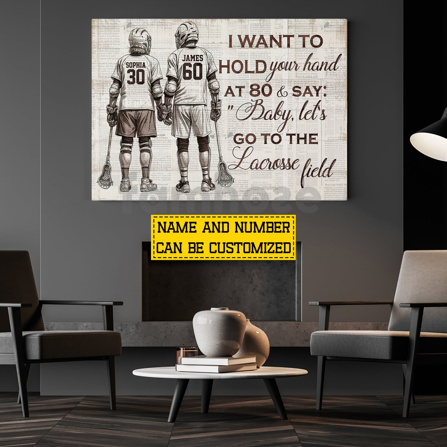 Personalized Couple Lacrosse Canvas Painting, Baby Let's Go To The Lacrosse Field Wall Art Decor, Poster Gift For Lacrosse Lover