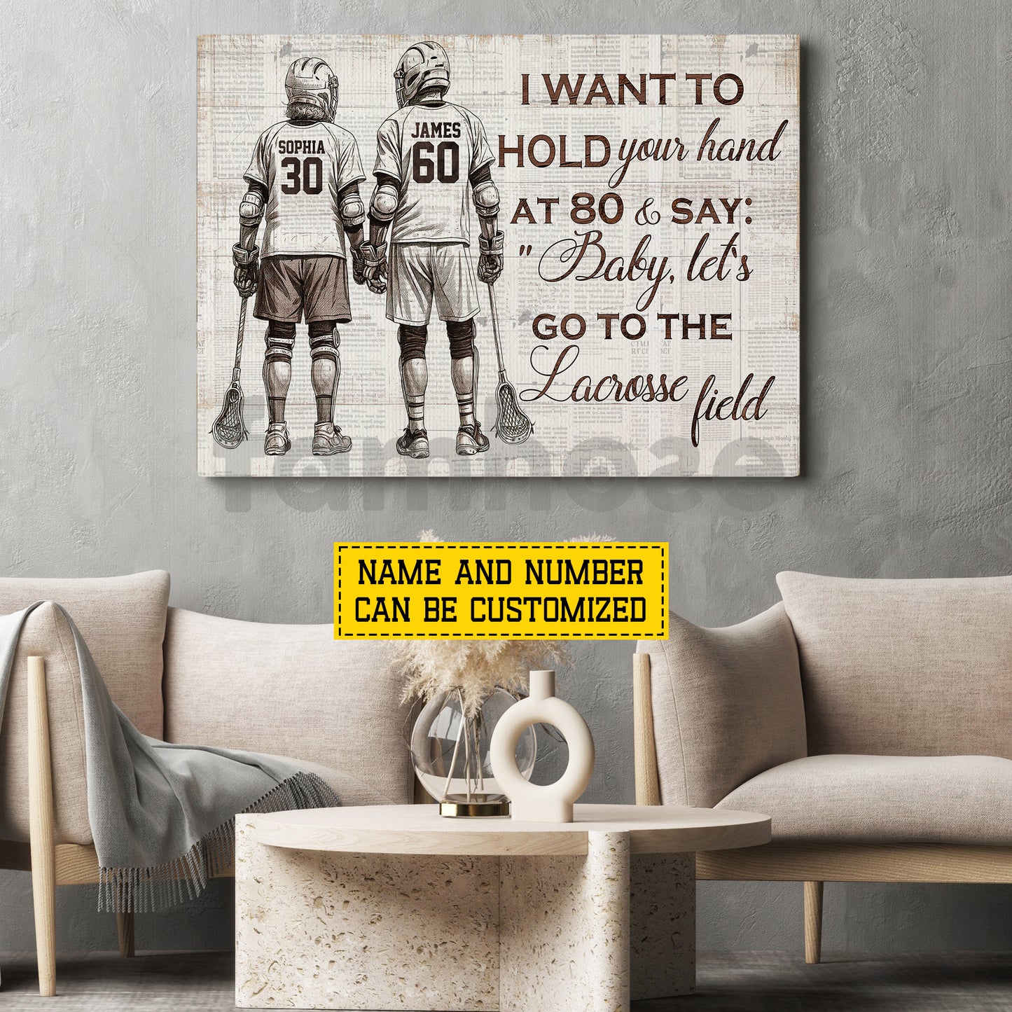 Personalized Couple Lacrosse Canvas Painting, Baby Let's Go To The Lacrosse Field Wall Art Decor, Poster Gift For Lacrosse Lover