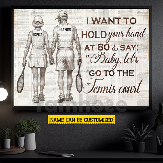 Personalized Couple Tennis Canvas Painting, Let’s Go To The Tennis Court Sport Wall Art Decor, Poster Gift For Tennis Couple