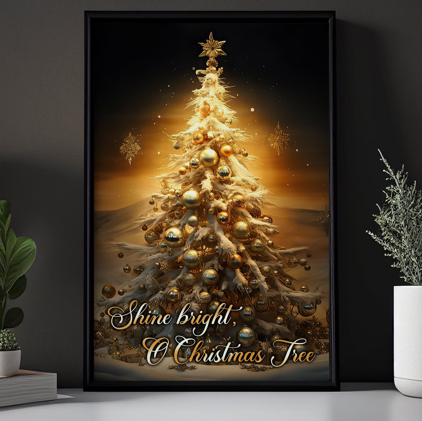 Shine Bright O Christmas Tree, Christmas Tree Xmas Canvas Painting, Xmas Wall Art Decor - Christmas Poster Gift