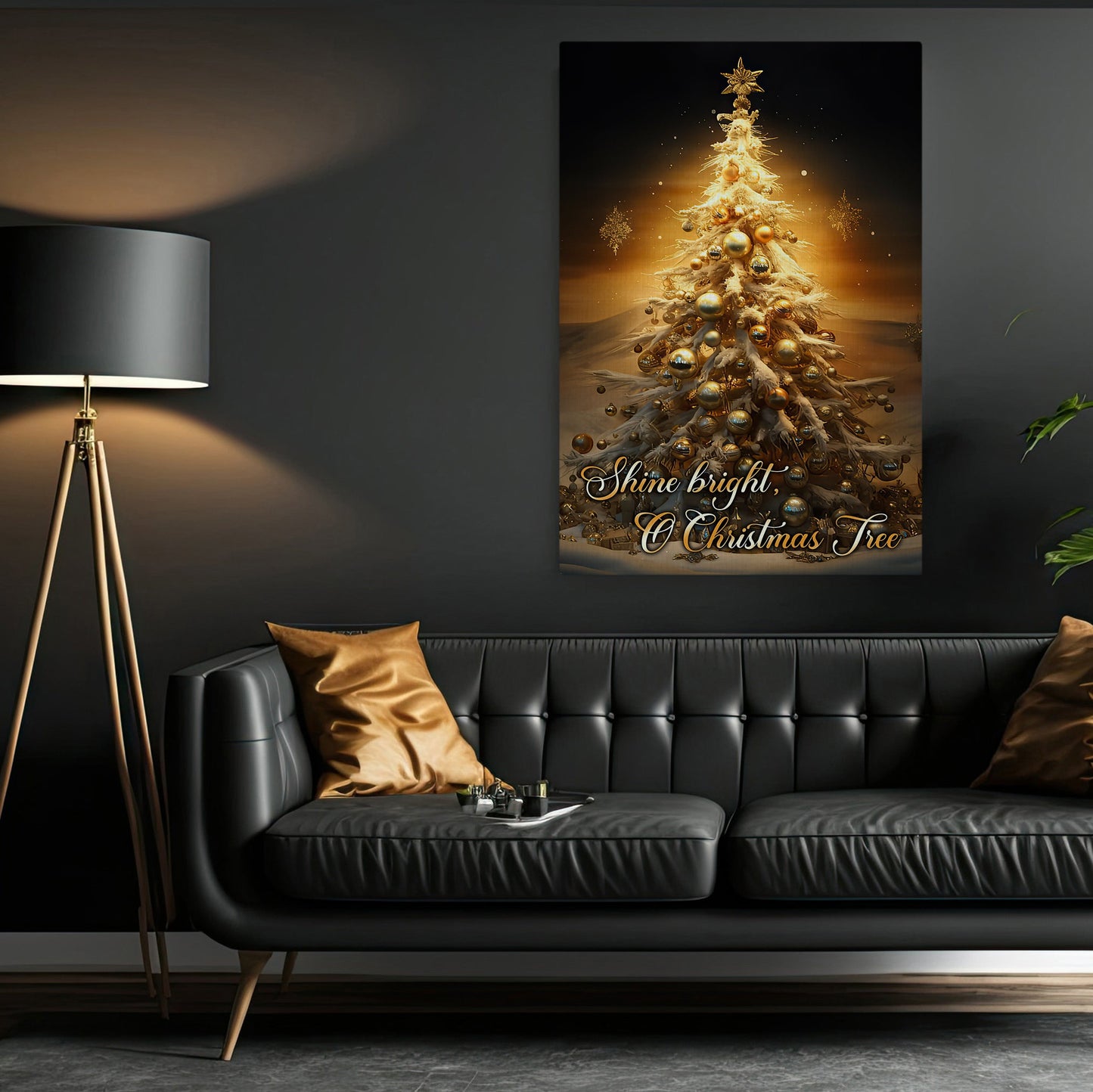 Shine Bright O Christmas Tree, Christmas Tree Xmas Canvas Painting, Xmas Wall Art Decor - Christmas Poster Gift