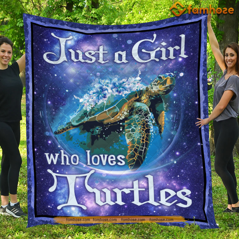 Turtle Blanket, Just A Girl Who Loves Turtles Fleece Blanket - Sherpa Blanket Gift For Turtle Lover, Turtle Owners