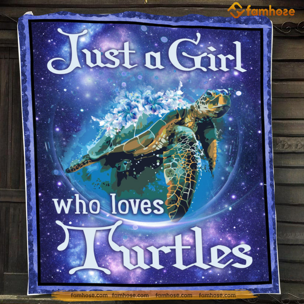 Turtle Blanket, Just A Girl Who Loves Turtles Fleece Blanket - Sherpa Blanket Gift For Turtle Lover, Turtle Owners