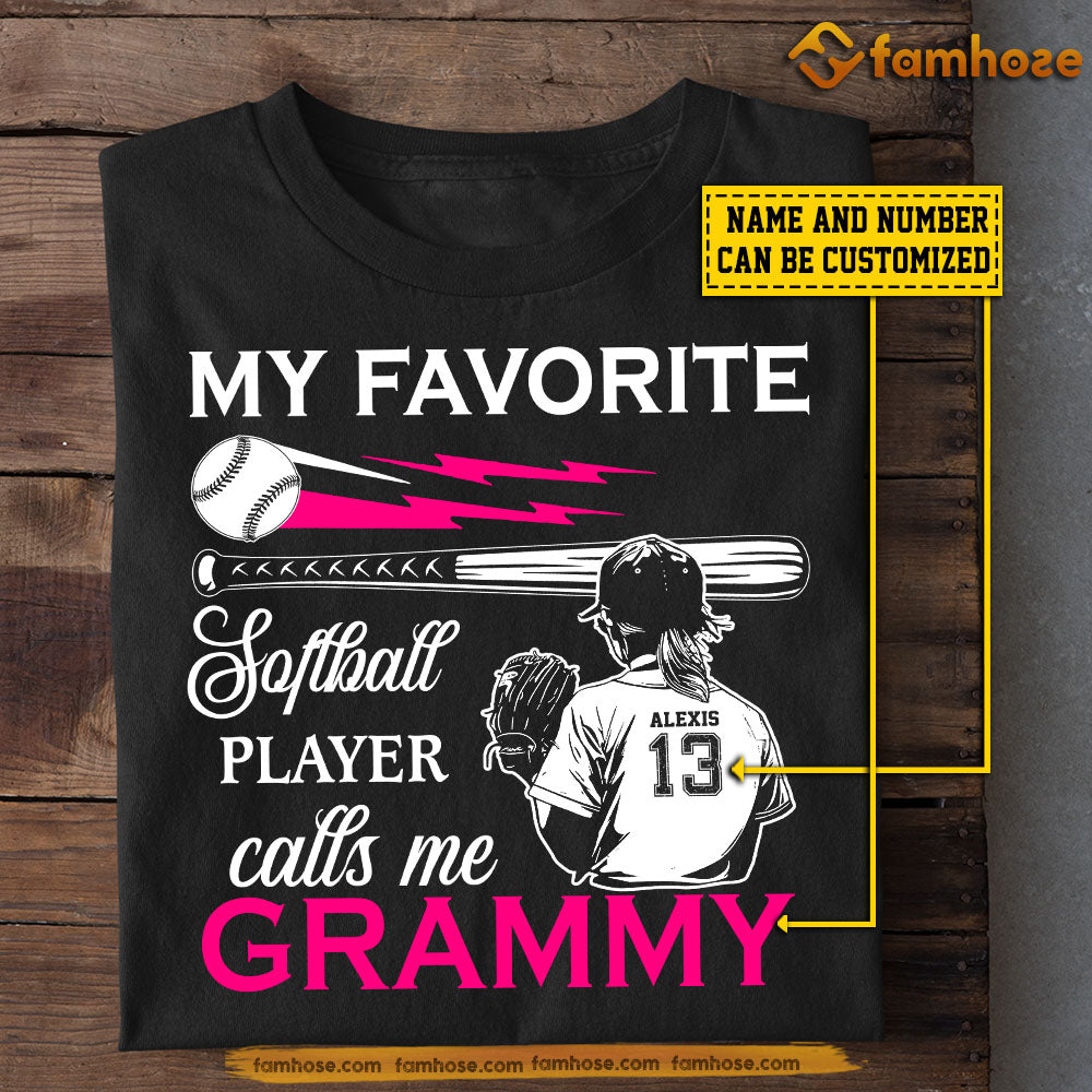 Personalized Softball T-shirt, Softball Player Calls Me, Mother's Day Gift For Mom & Grammy From Softball Girl