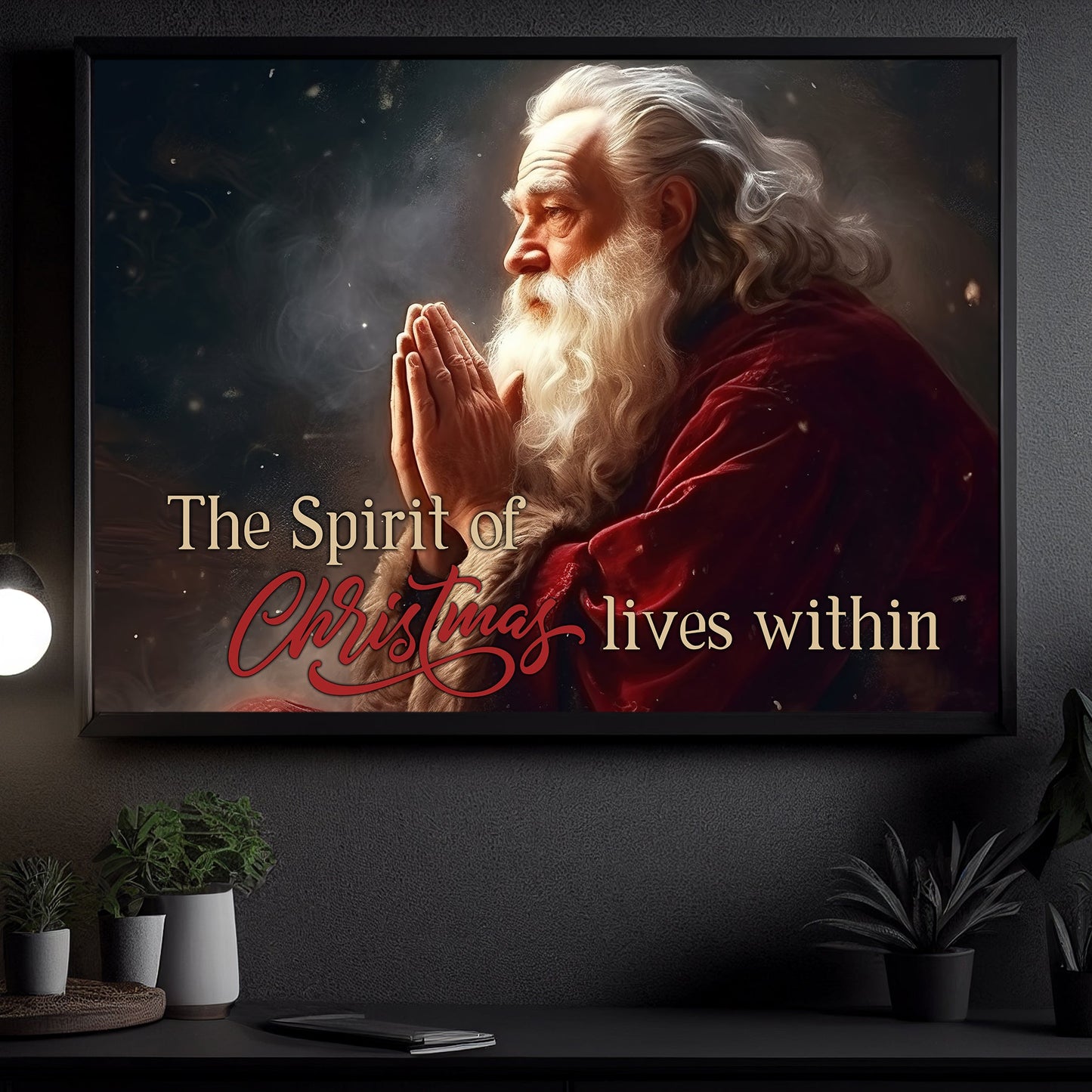 The Spirit Of Christmas Lives Within, Santa Claus Christmas Canvas Painting, Xmas Wall Art Decor - Christmas Poster Gift