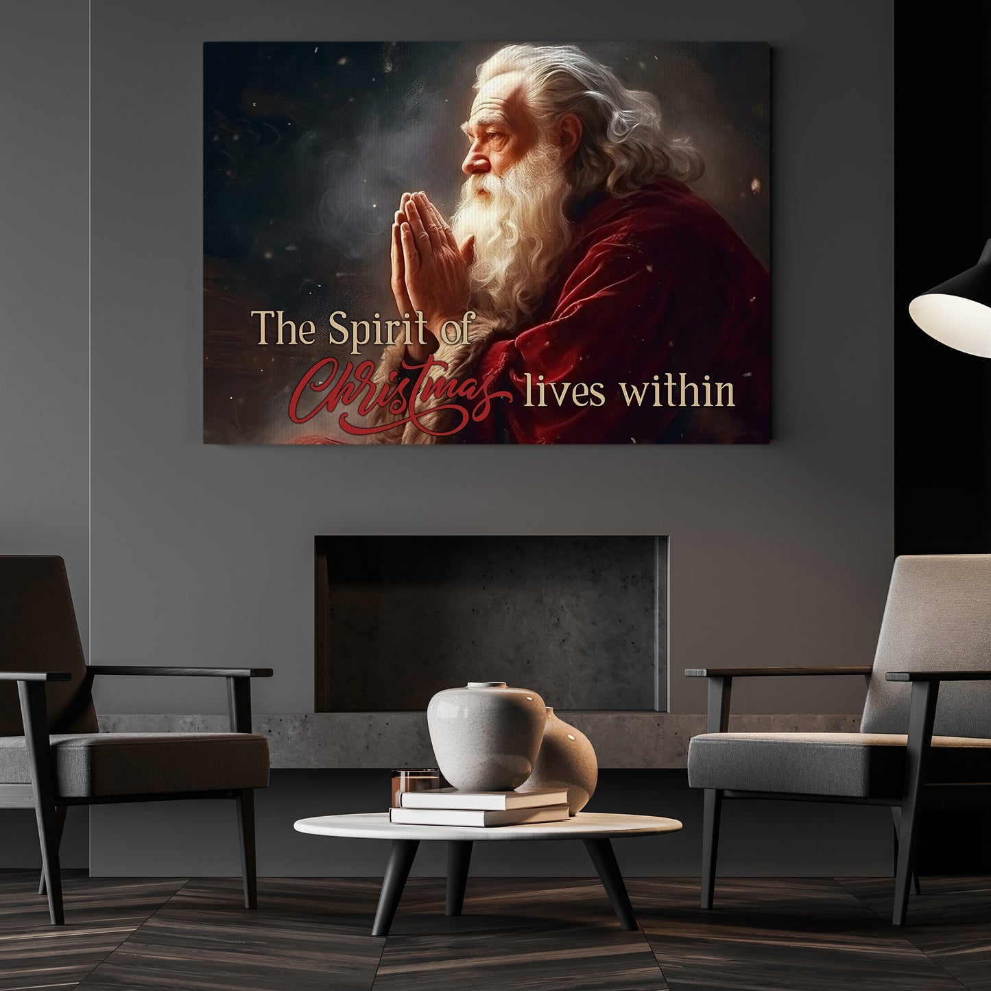 The Spirit Of Christmas Lives Within, Santa Claus Christmas Canvas Painting, Xmas Wall Art Decor - Christmas Poster Gift