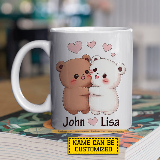 Cute Personalized Couple Mug, Tiny Bears, Big Love Mugs Valentine Gift For Couple