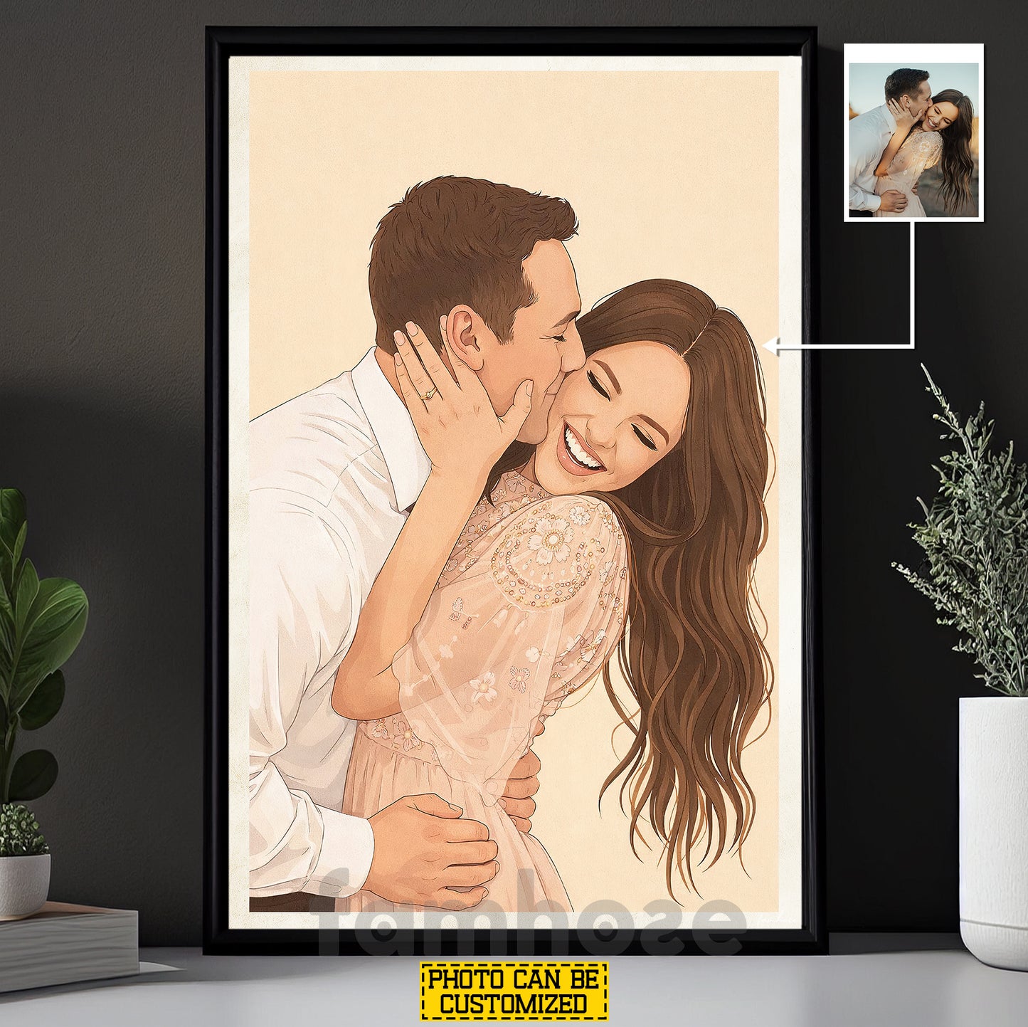 Personalized Couple Love Canvas Painting, Turn Your Love Into Art Wall Art Decor, Valentine Poster Gift For Couple