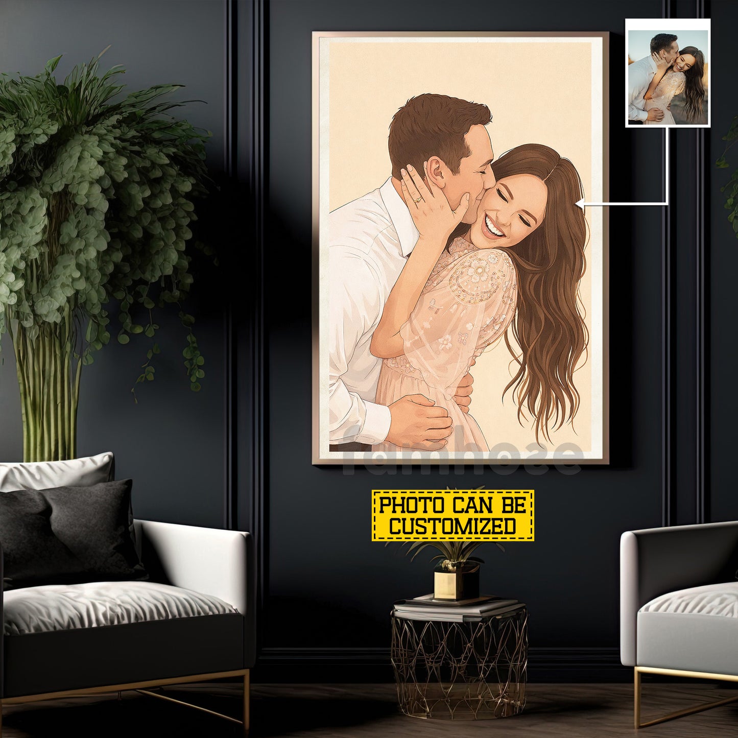 Personalized Couple Love Canvas Painting, Turn Your Love Into Art Wall Art Decor, Valentine Poster Gift For Couple