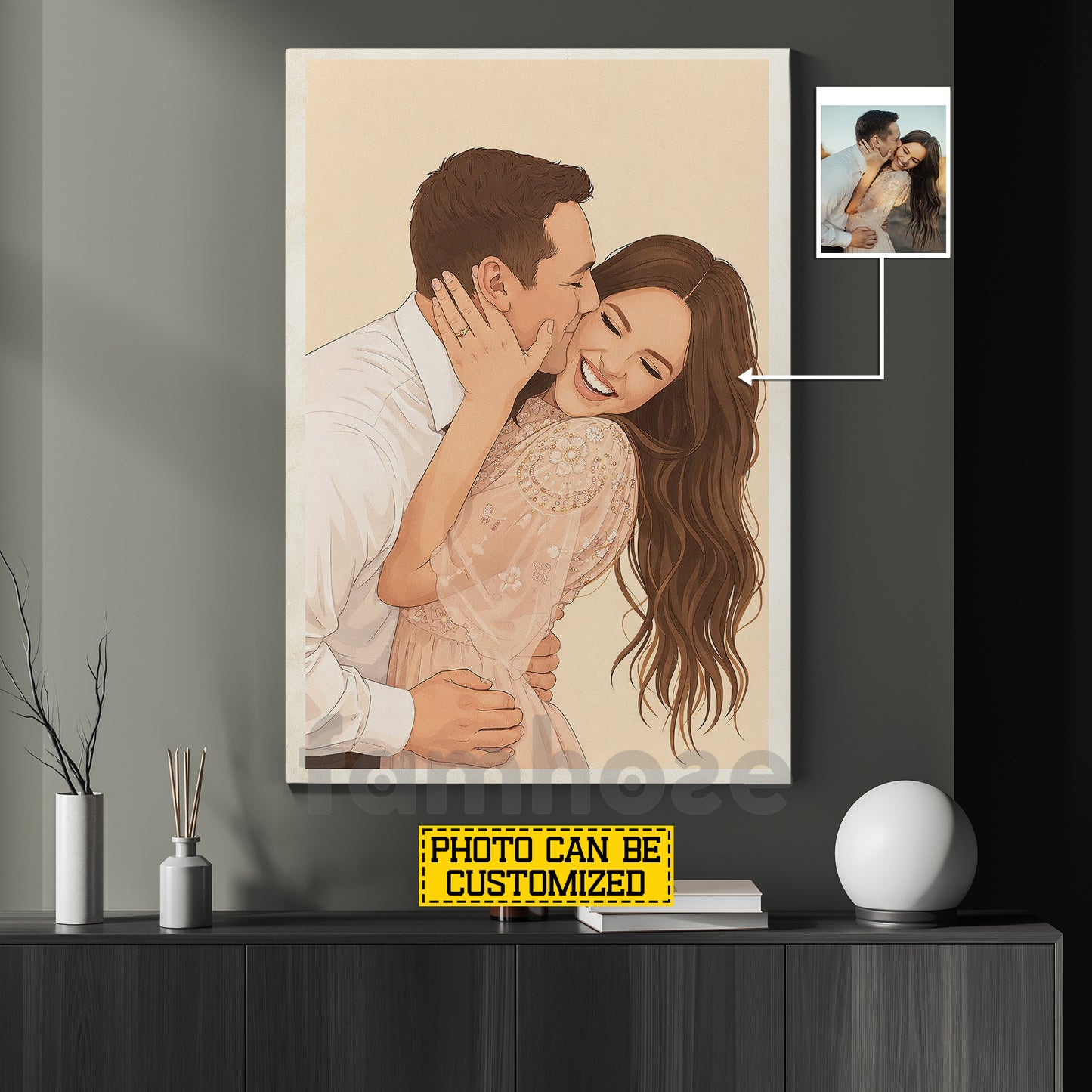 Personalized Couple Love Canvas Painting, Turn Your Love Into Art Wall Art Decor, Valentine Poster Gift For Couple