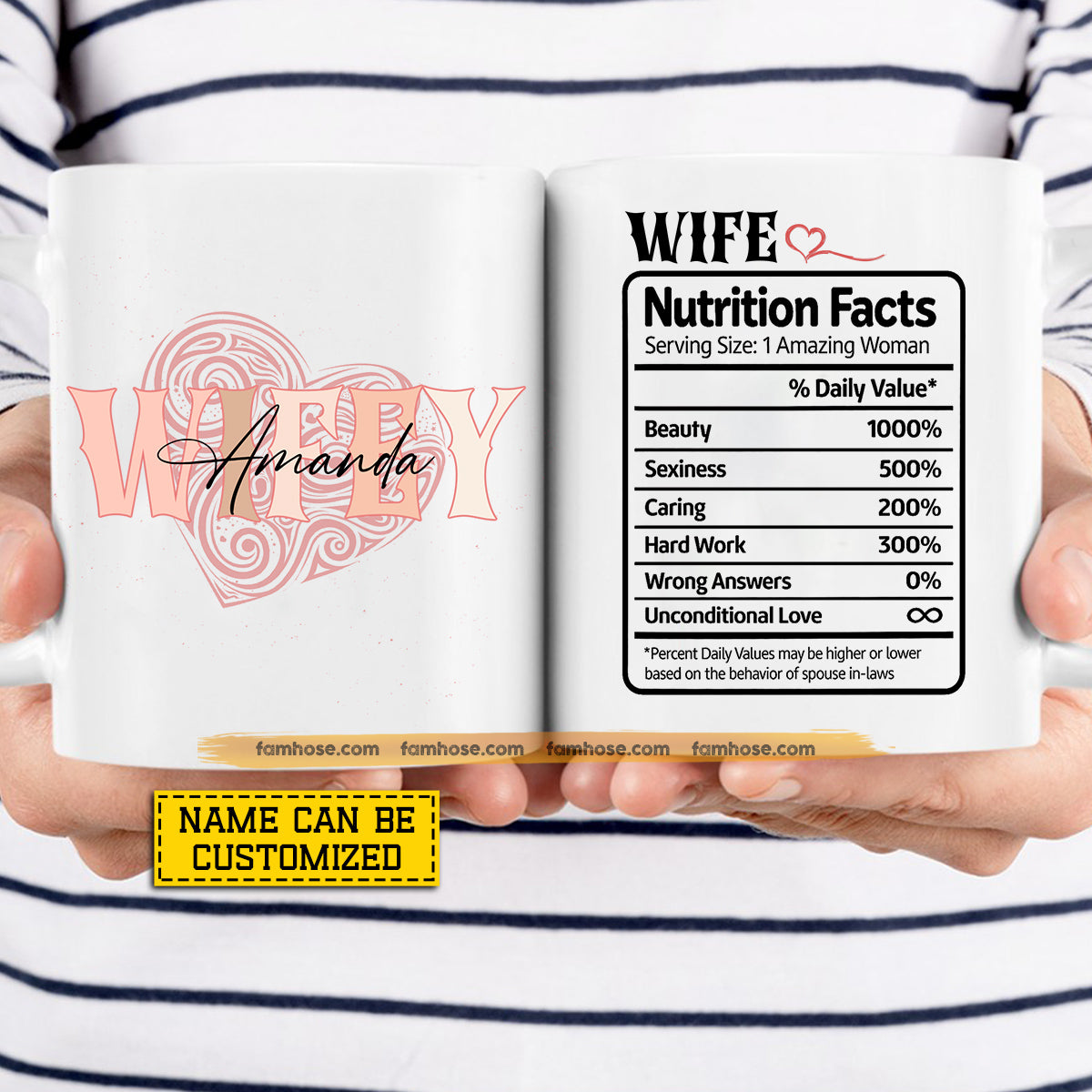 Funny Personalized Wife Mug, Wife Nutrition Facts Mugs Gift For Wife