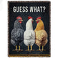 Funny Chicken Fleece Blanket, Guess What Woven Blanket, Farm Sherpa Blanket Gift For Chicken Lover