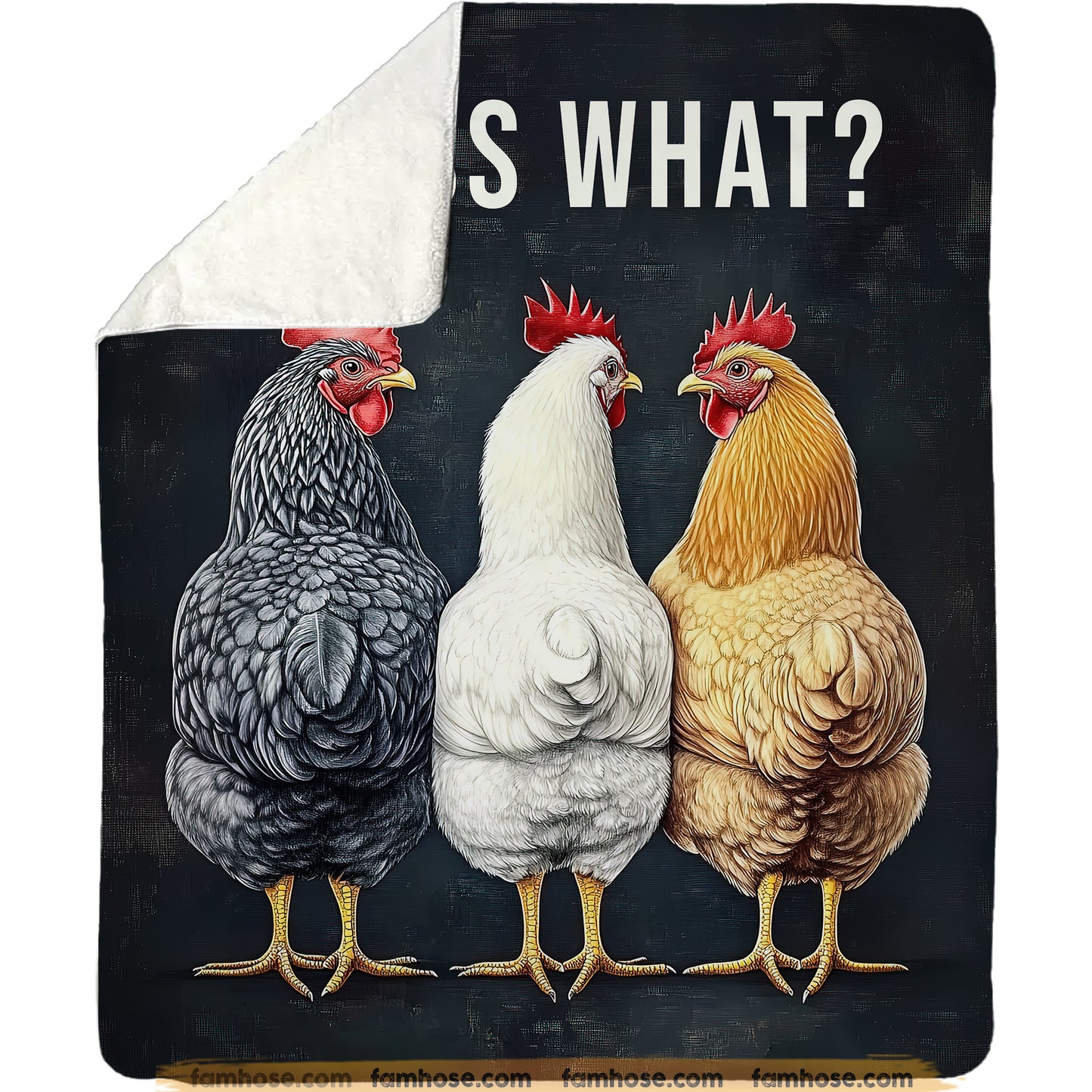 Funny Chicken Fleece Blanket, Guess What Woven Blanket, Farm Sherpa Blanket Gift For Chicken Lover