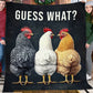 Funny Chicken Fleece Blanket, Guess What Woven Blanket, Farm Sherpa Blanket Gift For Chicken Lover