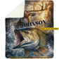 Personalized Deer Hunting & Fishing Fleece Blanket, Two Passions Woven Blanket, Sherpa Blanket Gift For Deer Hunting Lover, Fishing Lover