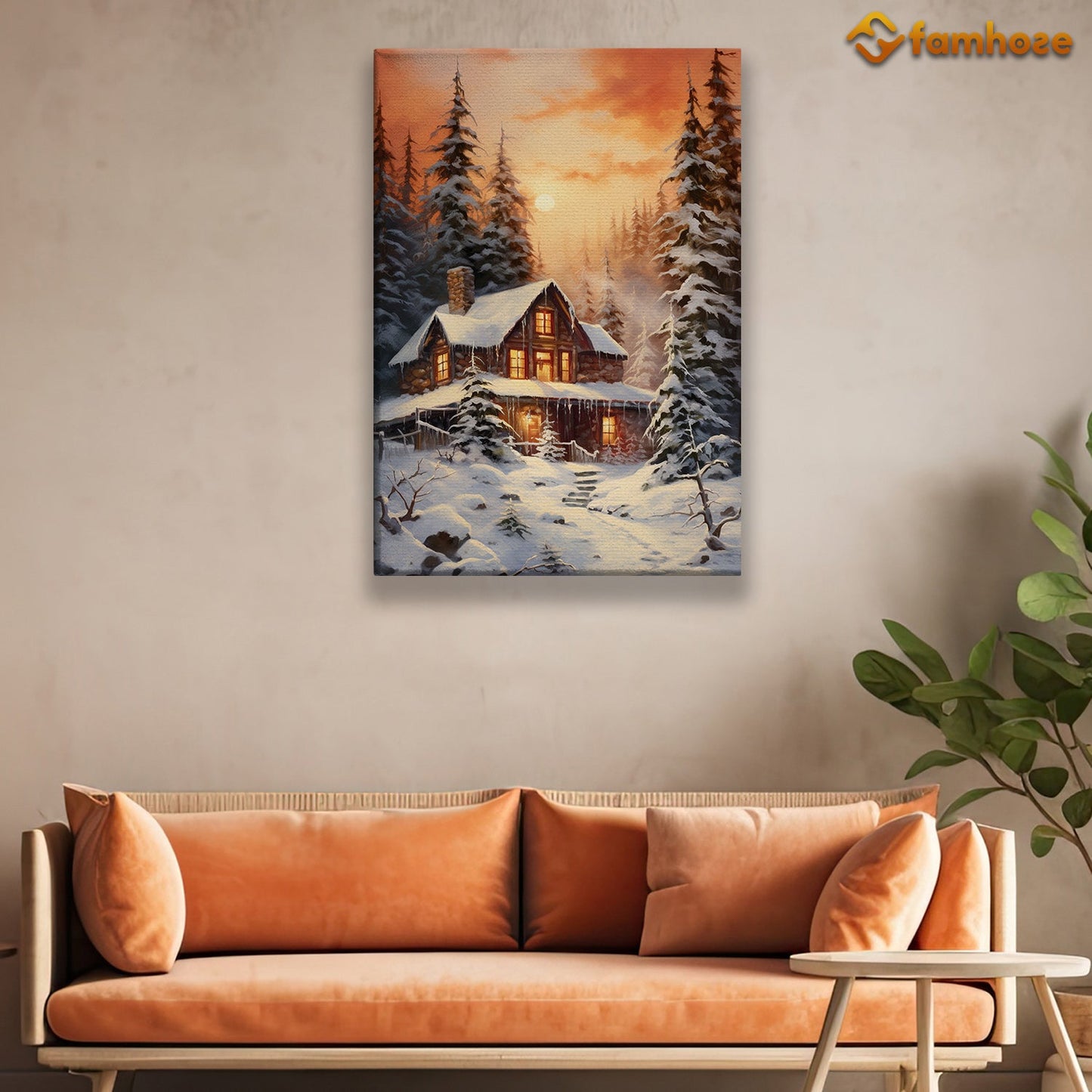 The House Covered In Snow Christmas Canvas Painting, Xmas Wall Art Decor - Christmas Poster Gift For Decorating Your Home